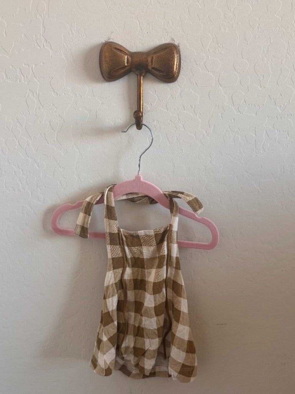 Kate Quinn brown gingham tie-strap halter (12-18 months)